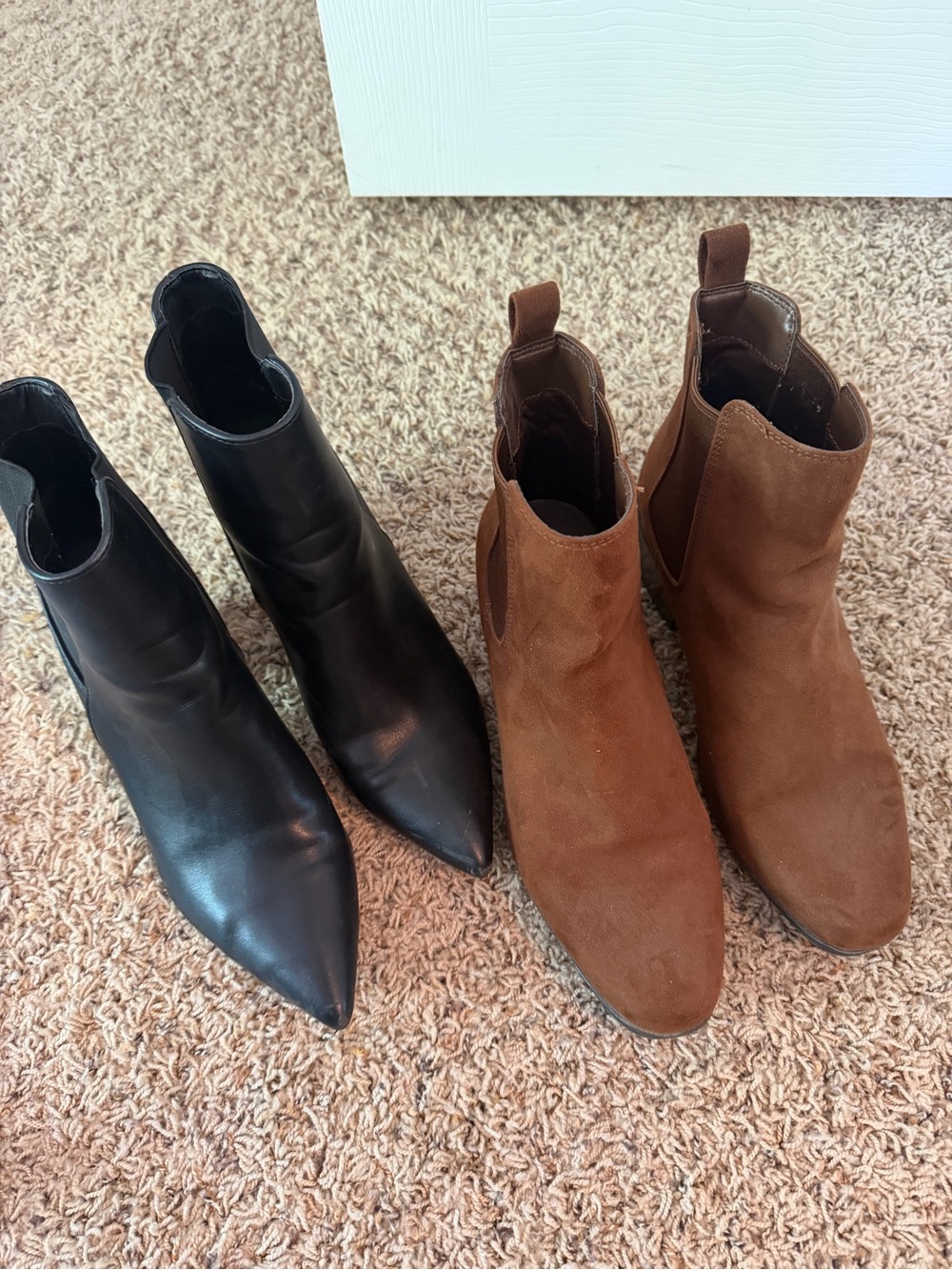 Lulu's Women's Black Leather & Brown Suede Pointed Ankle Boots